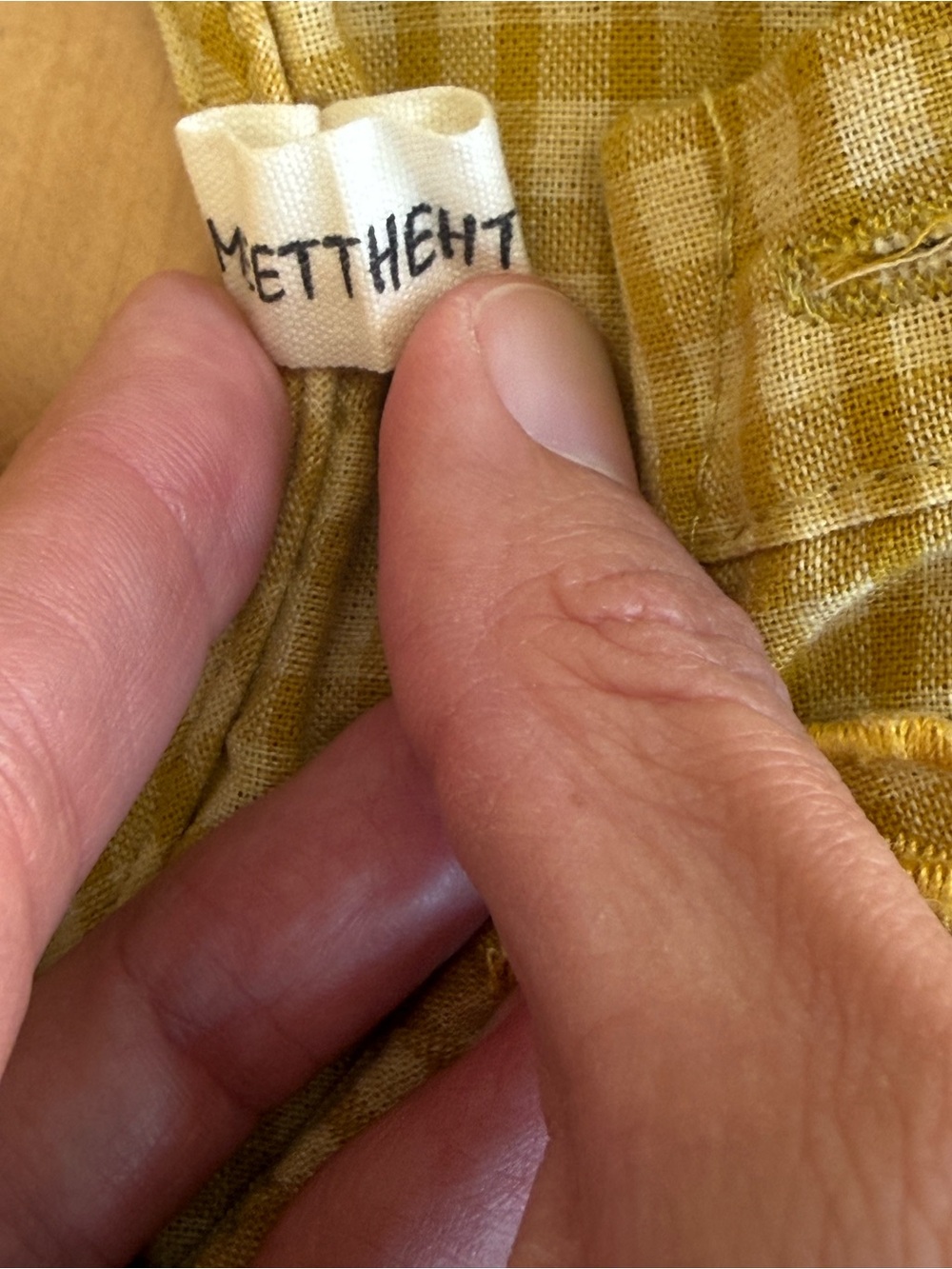 Cotton yellow gingham blouse - Picture 3 of 6